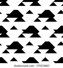Seamless surface pattern design with stylized triangles ornament. Repeated polygons background. Triangular shapes wallpaper. Geometric figures motif. Digital paper, page fill, textile print. Vector.