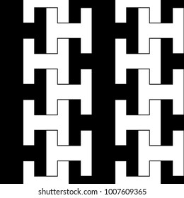 Seamless surface pattern design with tiles ornament. Image with repeated letter shapes. Ancient mosaic wallpaper. Ethnif motif. Digital paper for page fill, web designing, textile print. Vector art.