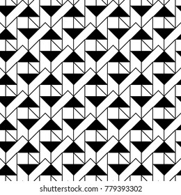 Seamless surface pattern design with triangles, quadrangles, squares ornament. Repeated polygons background. Crossing lines wallpaper. Geometric figures motif. Digital paper, textile print. Vector.