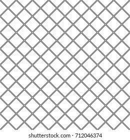 Seamless surface pattern with diamond contours ornament. Black rhombuses grill on white background. Grid motif. Crossed lines wallpaper. Checkered image. Digital paper, print. Rhomboid grille vector.