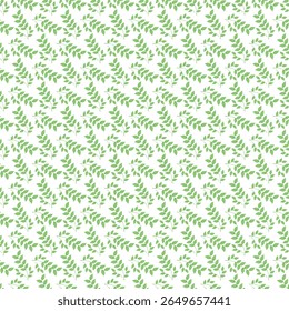  A seamless surface pattern featuring green leafy branches on a white background. Ideal for nature-themed designs, wallpapers, and textiles, creating a fresh and organic feel.