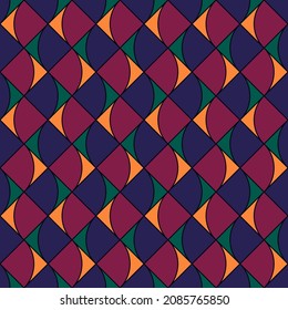Seamless surface pattern. Fire symbols. Contemporary print with repeated spurts of flame. Abstract ornamental background with geometric figures. Digital paper, textile print, page fill. Vector art