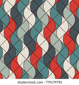 Seamless surface pattern with fire symbols. Contemporary print with repeated spurts of flame. Abstract ornamental background with geometric figures.Digital paper, textile print, page fill. Vector art