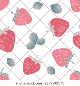 Seamless surface pattern with strawberries and leaves