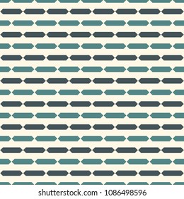 Seamless surface pattern with strokes. Broken horizontal lines. Dashes motif. Repeated rectangle blocks. Simple geometric ornament. Hatched wallpaper. Modern abstract background with stitches. Vector