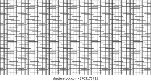 Seamless surface pattern with symmetric geometric ornament. Black diagonal stripes abstract on white background. Crossing lines wallpaper
