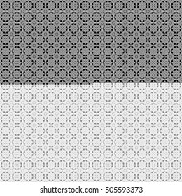 Seamless surface pattern. Symmetric geometric black color abstract on white background. Ethnic ornament wallpaper. For digital paper, page fills, web design, textile print. Vector art illustration
