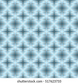 Seamless surface pattern with symmetric geometric ornament. Round spots texture. Circles abstract background. Polka dot motif. For digital paper, textile print, web design. Vector art illustration