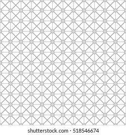 Seamless surface pattern with symmetric geometric ornament. Grey stripes and circles abstract on white background. Grill wallpaper. Digital paper for textile print, web design. Vector art illustration