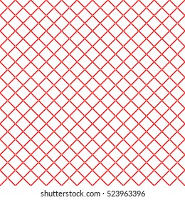 Seamless surface pattern with symmetric geometric ornament. Red diagonal stripes abstract on white background. Grill motif. Crossing lines wallpaper. Digital paper for page fill. Vector illustration