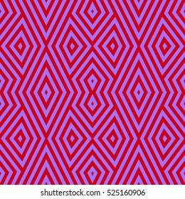 Seamless surface pattern with symmetric geometric ornament. Striped abstract background. Ethnic and tribal motifs. Repeated rhombuses wallpaper. Digital paper for web design. Vector art illustration