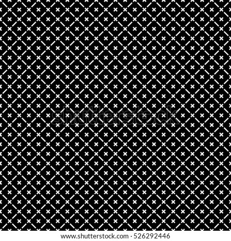 Seamless surface pattern with symmetric geometric ornament. White diagonal stripes abstract on black background. Grill motif. Crossing lines wallpaper. Digital paper for page fill. Vector illustration