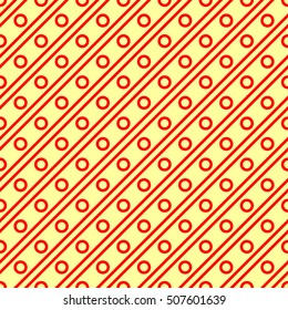 Seamless surface pattern with symmetric ornament. Circles and lines texture. Geometric abstract background. Grill motif. For digital paper, page fills, textile print, web design. Vector illustration