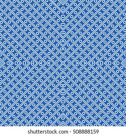 Seamless surface pattern with symmetric ornament. Circles and lines texture. Geometric abstract background. Grill motif. For digital paper, page fills, textile print, web design. Vector illustration