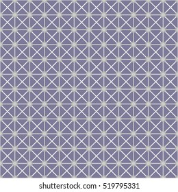 Seamless surface pattern with symmetric ornament. Grey stripes and circles abstract on violet background. Grill wallpaper. Digital paper for textile print, web design, page fill. Vector illustration