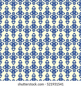 Seamless surface pattern with symmetric ornament. Abstract background. Ornamental wallpaper. Ethnic motif. Digital paper for page fills, web design, textile print, scrapbook. Vector art illustration