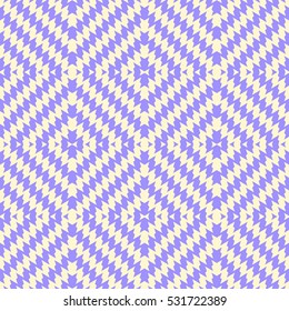 Seamless surface pattern with symmetric wavy rhombuses ornament. Zigzag lines motif. Violet jagged stripes on white background. Abstract wallpaper. Digital paper for textile print. Vector illustration