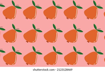 seamless surface Popular orange fruit pattern, on isolated pink background. vector illustration
