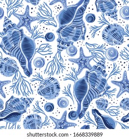 Seamless Surfland Sea Shell Vector Pattern