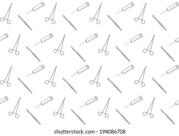 Seamless surgery pattern. Surgery tools on a light background.