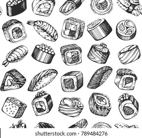 seamless sushi pattern