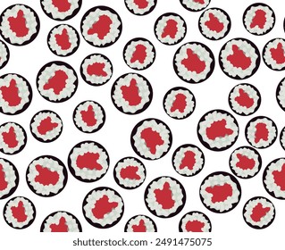 Seamless Sushi Pattern - Japanese Food Background Design. Seamless sushi pattern. Cute sushi heart