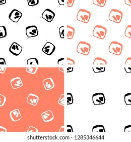 Seamless sushi pattern: restaurant, sushi and fast food themes. Hand drwan vector for restaurant, menu, cafe, culinary blogs and sites. Set of seamless patterns with hand-drawn sushi rolls. 