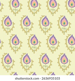Seamless suzani pattern in blue background. Geometric shape patterns for fabrics and other things for creating different designs. 