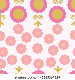 Seamless  Suzani pattern for decorating  the bottom of the dresses and other part of the clothing. Ethnic style patterns. Uzbek culture.  