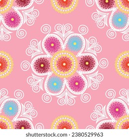 Seamless  Suzani pattern for decorating  the bottom of the dresses and other part of the clothing. Ethnic style patterns. Uzbek culture.  