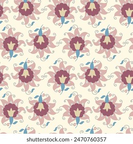 Nahtloses Suzani-Muster im orangefarbenen Hintergrund. Geometrische Formmuster für Stoffe und andere Dinge zum Erstellen verschiedener Designs.	
