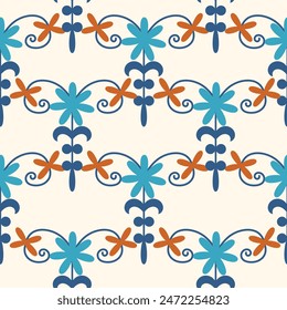 Seamless suzani pattern in orange background. Flower shape patterns for fabrics and other things for creating different designs.	