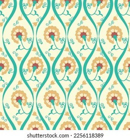 Seamless suzani pattern - traditional carpet pattern, traditional art in Central Asia, used in the Home decor and fashion industry. Suzane. Embroidery textile product. 