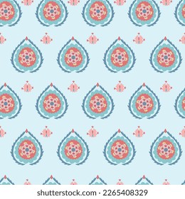 Patrón suzani sin foco - patrón de alfombra tradicional, arte tradicional en Asia Central, usado en la decoración del hogar y la industria de la moda. Suzane. Producto textil de bordado. 
