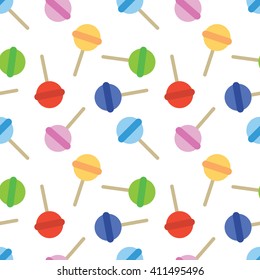 Seamless Sweet Colored Lollipop Candy Pattern Background