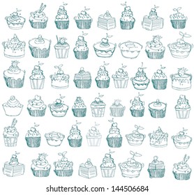 Seamless sweet cupcake party background pattern in vector
