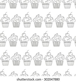 Seamless sweet cupcake party background pattern in vector