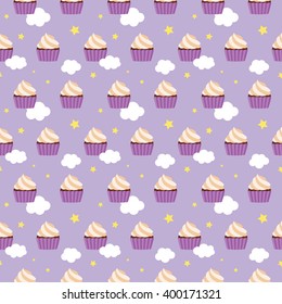 Seamless Sweet Cupcakes Pattern Background Decorative Tile