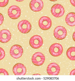 Seamless sweet donuts into the glaze. Pattern.
