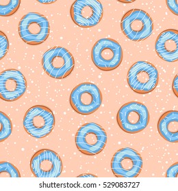 Seamless sweet donuts into the glaze. Pattern.