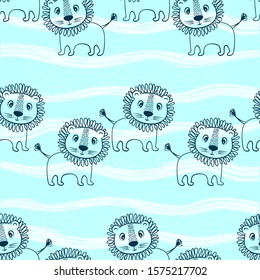 seamless sweet lion pattern,children's vector illustration