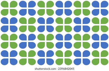 seamless sweet pattern with clover leaf, green and blue checkerboard, chessboard repeat pattern design for fabric print