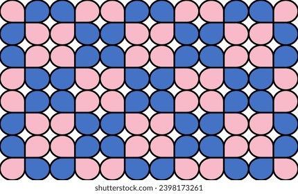 seamless sweet pattern with clover leaf, pink and blue checkerboard, chessboard repeat pattern design for fabric print