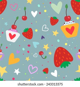 Seamless sweet pattern. Vector illustration.