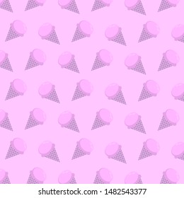 Seamless sweet pink ice cream isolated on pink background. Vector illustration for wallpapers, posters, wrapping paper, and decoration image.