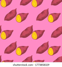 Seamless Sweet Potato Pattern, Vector Illustration EPS 10.