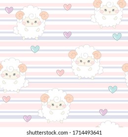 seamless sweet sheep animal pattern vector illustration.