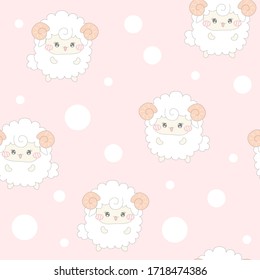 seamless sweet sheep animal pattern vector illustration.