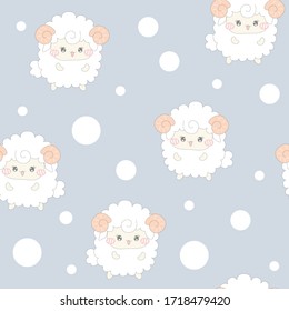 seamless sweet sheep animal pattern vector illustration.