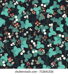 Seamless sweet strawberry pattern on blue background can be used for design fabric, textile, linens and more creative designs